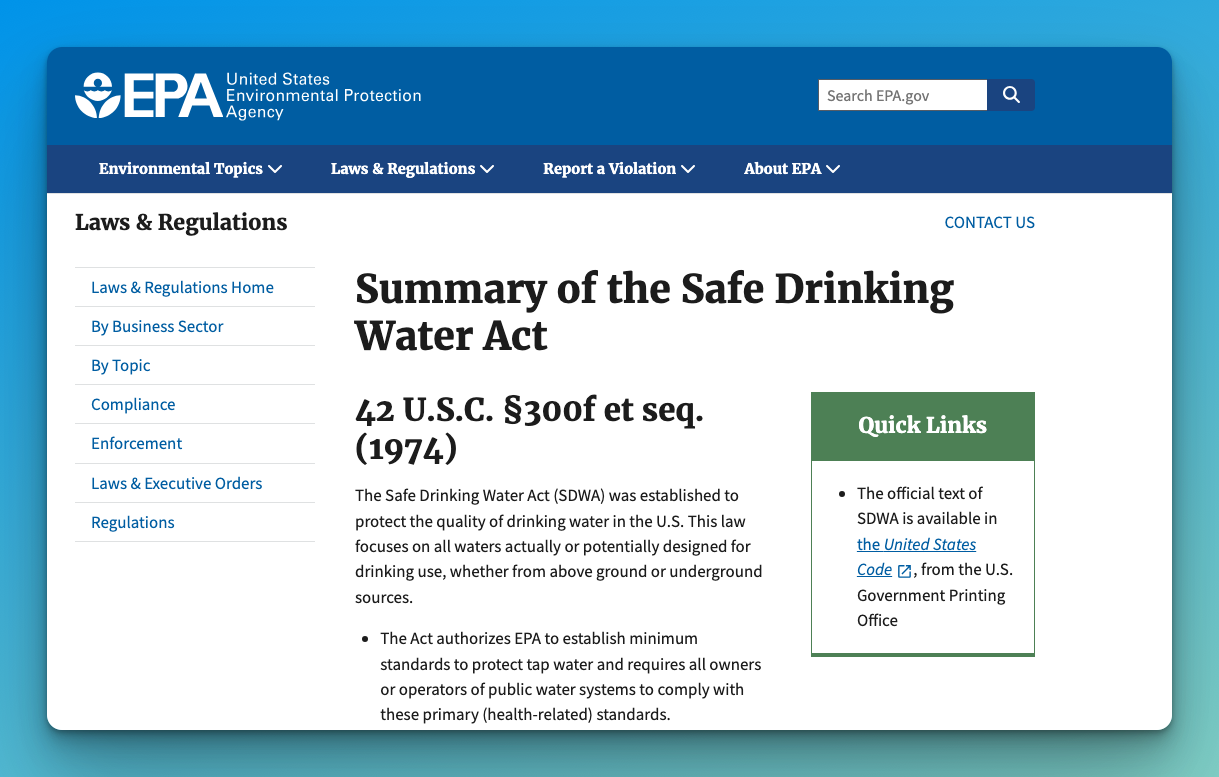 The Safe Water Drinking Act